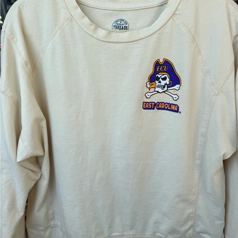 New! East Carolina University ECU Women’s  Cream LS Shirt